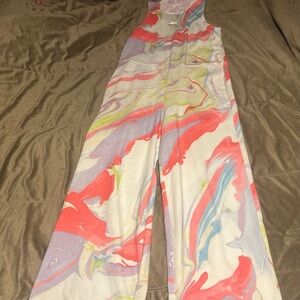 NWT Nike Pastel Watercolor Swirl on White High Neck Jumpsuit Size Small